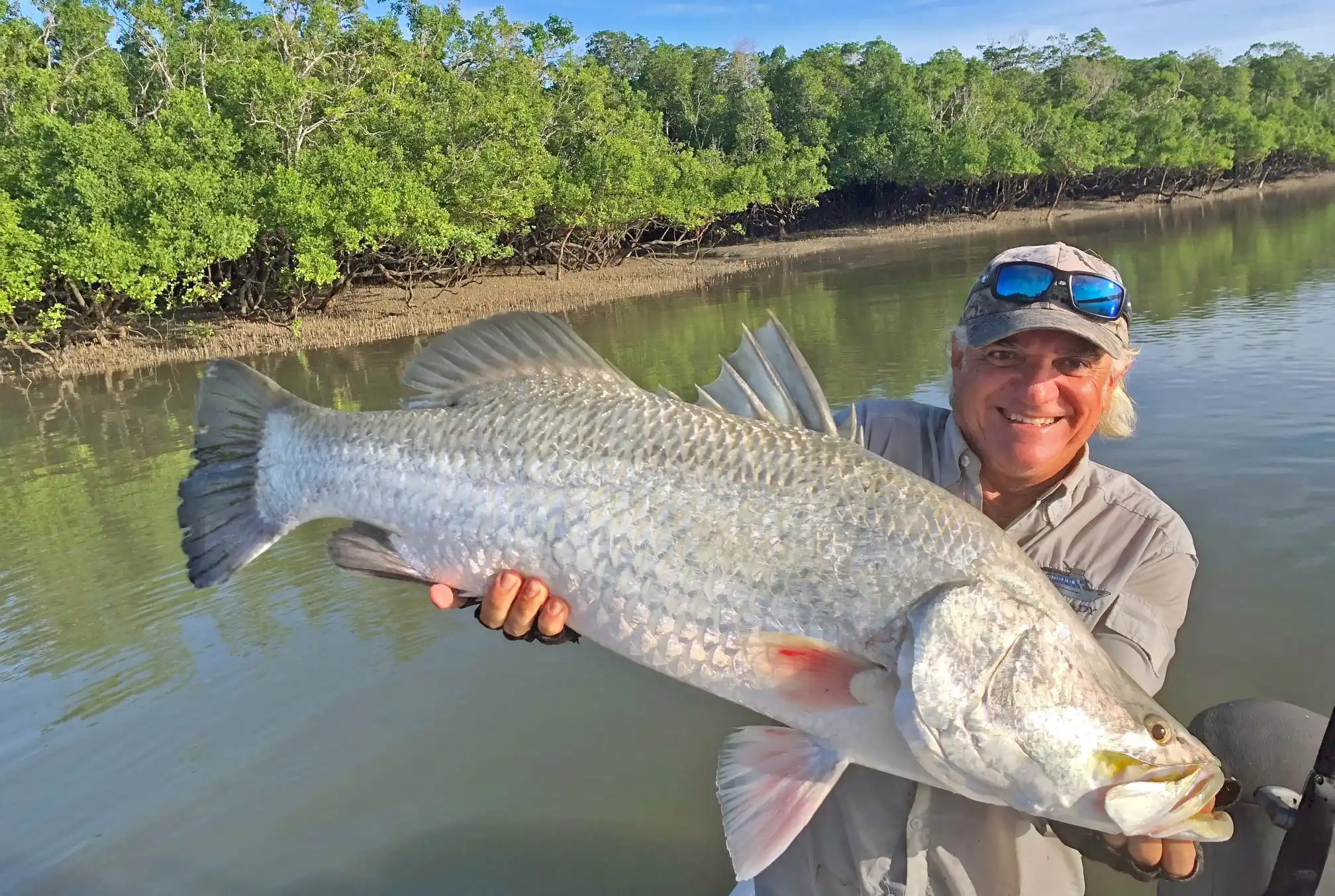 Barra Fishing NT -Captain Dan with a giant Barramundi in Northern Territory