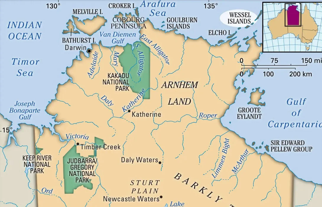 Map of Wessel Islands Arnhem Land Northern Territory Australia