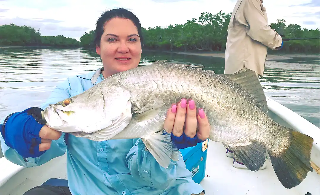 ladies catch - a giant Barramundi